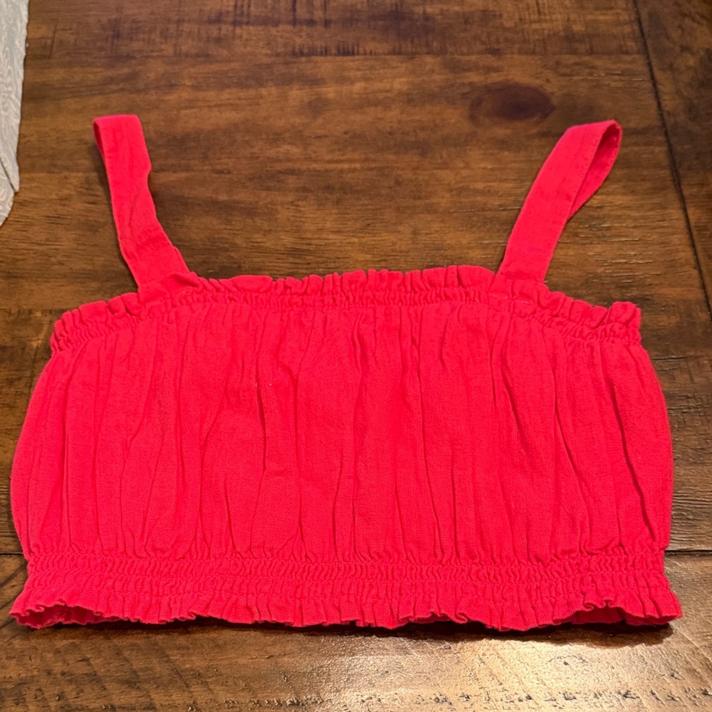 Abercrombie & Fitch Bright Red Ruched Crop Top